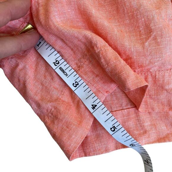 Athleta Sz 12 100% Linen Retreat Shorts 4” In Peach Pull-on Pockets Comfortable - Picture 14 of 16